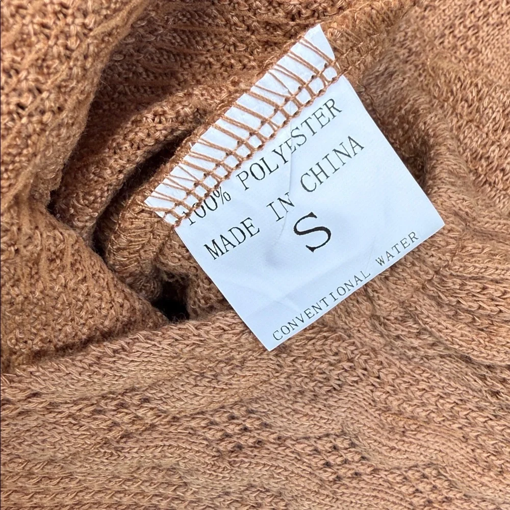 Tan Turtleneck Cable Knit Dog Sweater